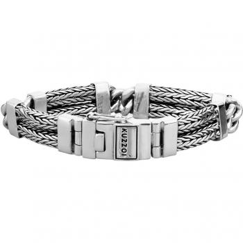 Kuzzoi Herren Silberarmband, 925er Sterling Silber, Breite 14 mm, Länge 19 cm