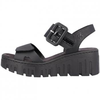 Rieker Damen Pantolette mit Keilabsatz und Plateau, Schwarz