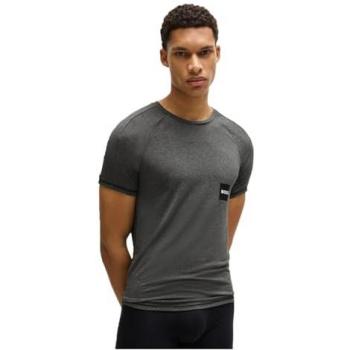 BOSS Modal Camiseta Interior Hombre L – Logotipo Estampado Gris Oscuro