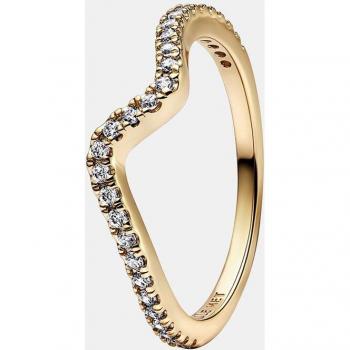Pandora Fingerring Funkelnde Welle Goldfarben