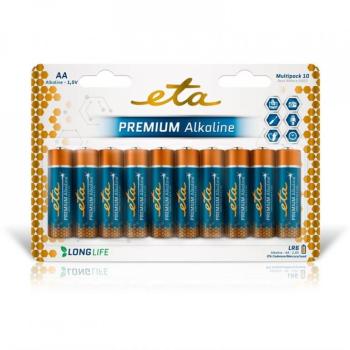 Alkalické baterie ETA PREMIUM AA, LR06, 10ks