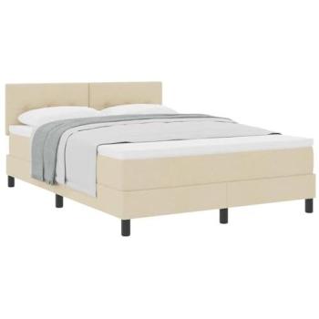 Elite VidaXL 140x200 CM Box Spring Bed, Cream Mattress & Upholstered Fabric