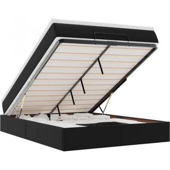 Cadre de Lit avec Rangement Ottoman Noir 140x200 cm Vidaxl