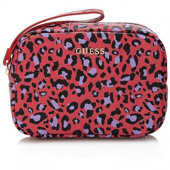 Guess Trousse Aloha Beauty – Couleur Fuchsia Rose, PVC Souple Zippée