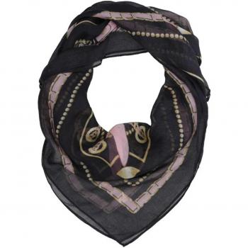 Guess Damen Pashmina Tuch mit Belt and Leaves Design, Farbe Schwarz, Größe ONE