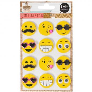 I AM CREATIVE 3D Emojis Aufkleber 12 Stück