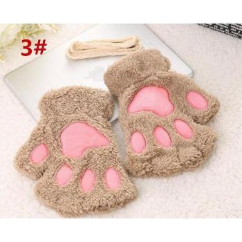 Guantes de franela con motivos de animales para hombre y mujer, manoplas cálidas en gris, rosa y negro para Halloween, A434