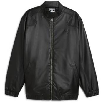 Puma Blouson Archive Pleather Racer Femme Noir Taille S Nylon