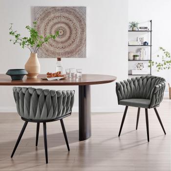 Set Of 2 Velvet Weave Dining Chairs