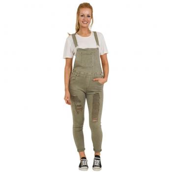 Eco‑Chic Green Distressed Overalls