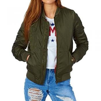 Volcom Lets Go Bomber Jkt Chaqueta, Mujer, Verde (Camo Oscuro)