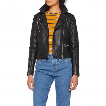 Chaqueta Vmapril de Vero Moda, Cuero Sintético, Corto, Negro, Talla X-Small