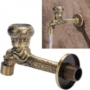 Grifo de Agua G1/2 de Latón Vintage para Baño y Lavadora