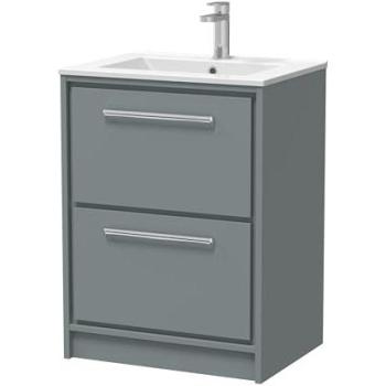 Balterley Grey 600 mm Double Drawer Vanity with Basin – Soft Close