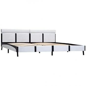 Cadre de lit LED Blanc Similicuir 180 x 200 cm