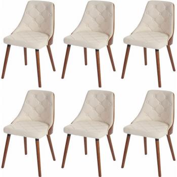 Lot de 6 Chaises Osijek, Fauteuils en Bois Cintré, Couleur Crème
