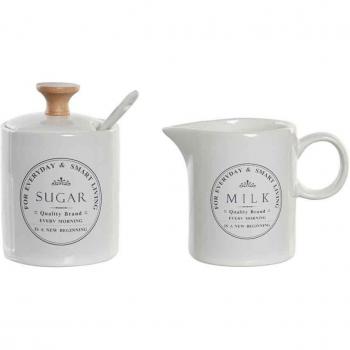 Set Elegante di Lattiera e Zuccheriera in Ceramica Bianca