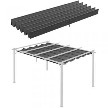 Toile de rechange pour pergola rétractable 4 x 3 m polyester haute densité 180 g/m² imperméabilisé gris 350x250x1cm Gris