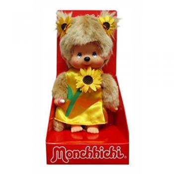 Sekiguchi Monchhichi Mädchen „Sonnenblume“ – 20 cm, hellbrauner Plüsch