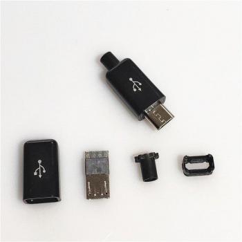 YT2153B DIY MicroUSB 4‑Pin Data Line Connector Set – 10 Units – Black/White
