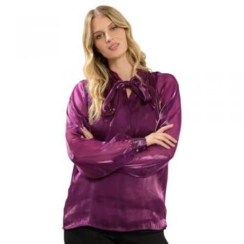 Top organza purpuraux, col serré – Long Tall Sally