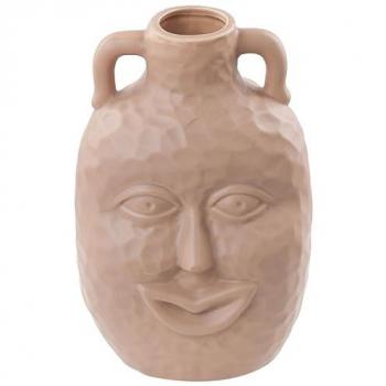Vase amphore visage beige 26 cm – Veria Porcelaine Décorative