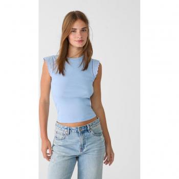 Stradivarius L T-Shirt mit himmelblauer Verzierung