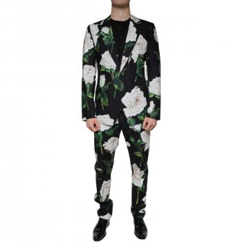 D&G Black Floral Cotton Suit Ensemble for Men – L