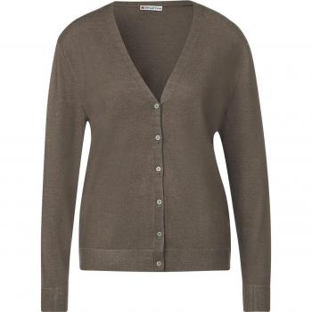 Street One Strickjacke V-Ausschnitt falcon brown melange 44
