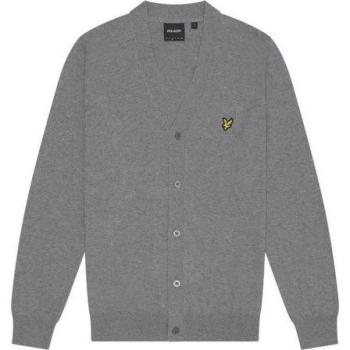 Mittelgrauer Merino‑Cardigan mit V‑Schlitz, 2XL – Lyle & Scott