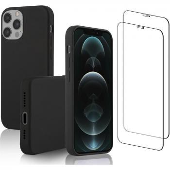 Coque Silicone Noire pour iPhone 12 Pro Max et 2 protections d'écran incluses