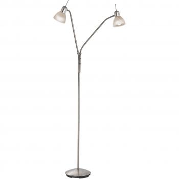 Alabaster Optic Globe Daytona Floor Lamp – Nickel Matte, 3000K, 2‑Bulb