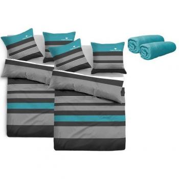 TOM TAILOR Bettwäsche „Carl“ – 155x220 cm, Renforcé (kühlend) + Biber (wärmend), 2‑teilig + Gratis-Spannbettlaken