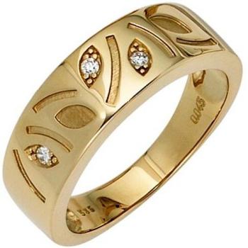 Goldring 585 Gelbgold für Damen mit 0,04ct Diamanten
