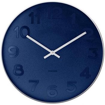 Polierte Metall-Wanduhr Karlsson KA5634 in Blau – Mr. Blue Edition