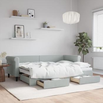 VidaXL Tagesbett mit Schubladen und Ausziehfunktion Hellgrau 80x200 cm Samt