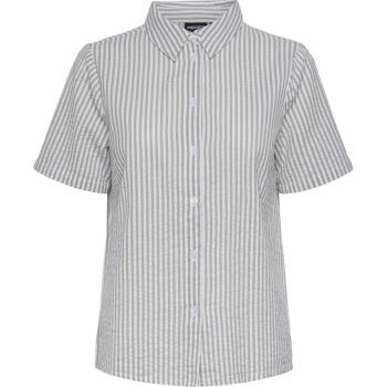 Cotton Short Sleeve Shirt by Pieces Sally, Women's, Cloud Dancer Stripes