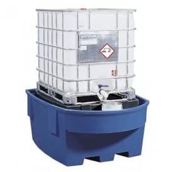 Asecos PE-Auffangwanne für Tankcontainer IBC/KTC mit Lagerbock und Abfüllvorsatz, Auffangvolumen 1100 l