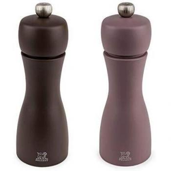 Peugeot 2/33293 Thai Ti Dual‑Flavor Pepper & Salt Mill – Wooden Body, Coffee/Chocolate Trim