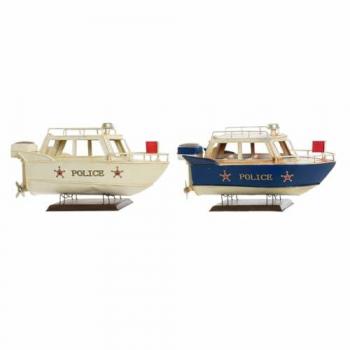 Scultura Nautica Dkd – Barca Vintage in Azzurro e Bianco