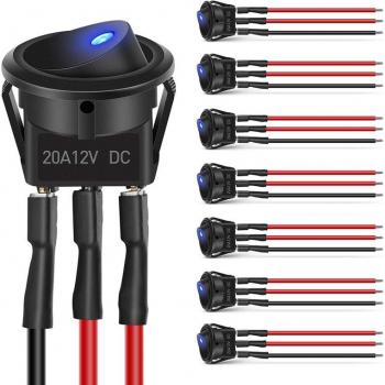 Controlador de encendido/apagado LED azul 8x, 12 V 20 A – SPST 3P auto/vehículo
