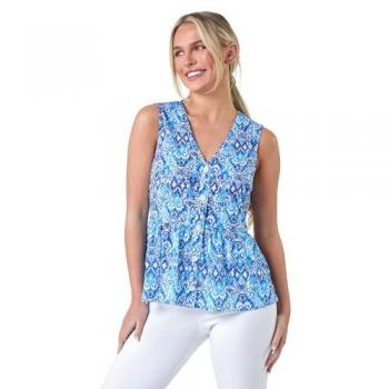 Petite Women's Aztec Print Stretch Peplum Top