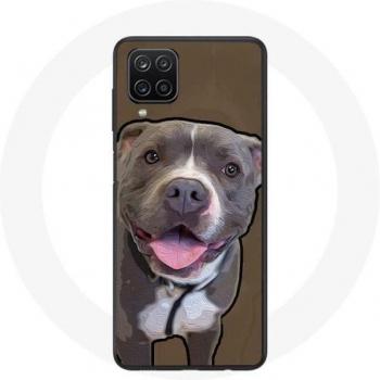 Coque de diseño Samsung Galaxy A12 Pitbull Blanco y Gris