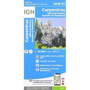 Carpentras Vaison La Romaine Dentelles de Montmirail 1:25 000