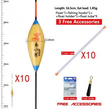 10pcs Composite Nano Fishing Bobber Set with Float Holder and Buoy Tubes
