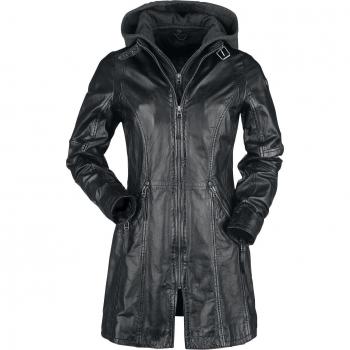 Manteau GGJandra Lamas en cuir noir – Taille unique XS-M