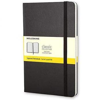 Moleskine Classic Square‑Paper Notebook – Hard Cover, Elastic Snap, 240 Pages