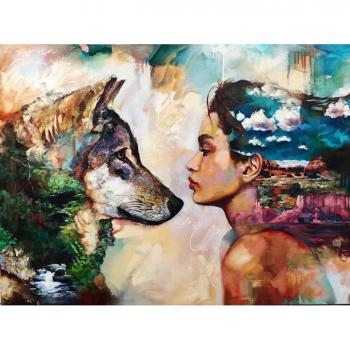DIY 5D Crystal Art Kit, DBG Wolf Girl Diamond Painting, 11.8 * 15.8inch