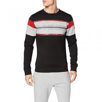 Sudadera Hombre Superdry Gym Tech Crew Black & City Grey Granite Extra Grande