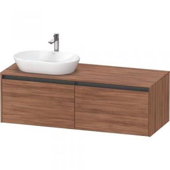 Meuble suspendu Ketho 2 de Duravit – Lavabo avec découpe vasque, 140x55 cm, Noyer Naturel